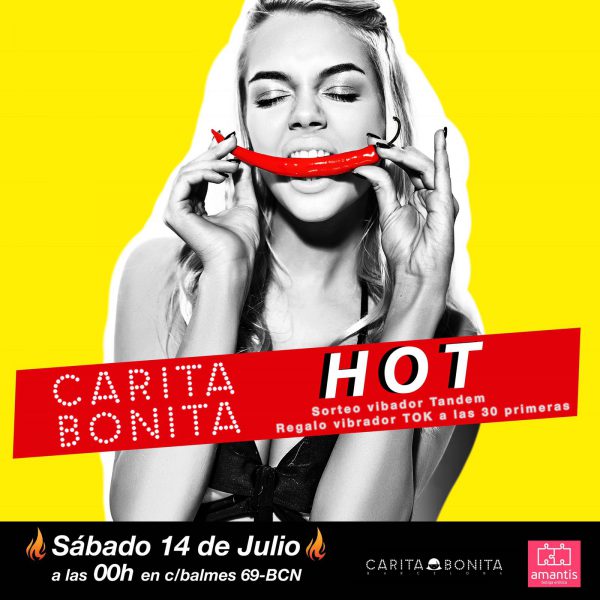 Cartel Fiesta Hot en Cara Bonita. Barcelona.
